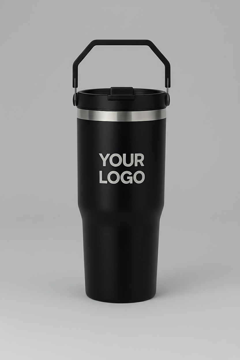 المج الأسود مع غطاء ومقبض أسود