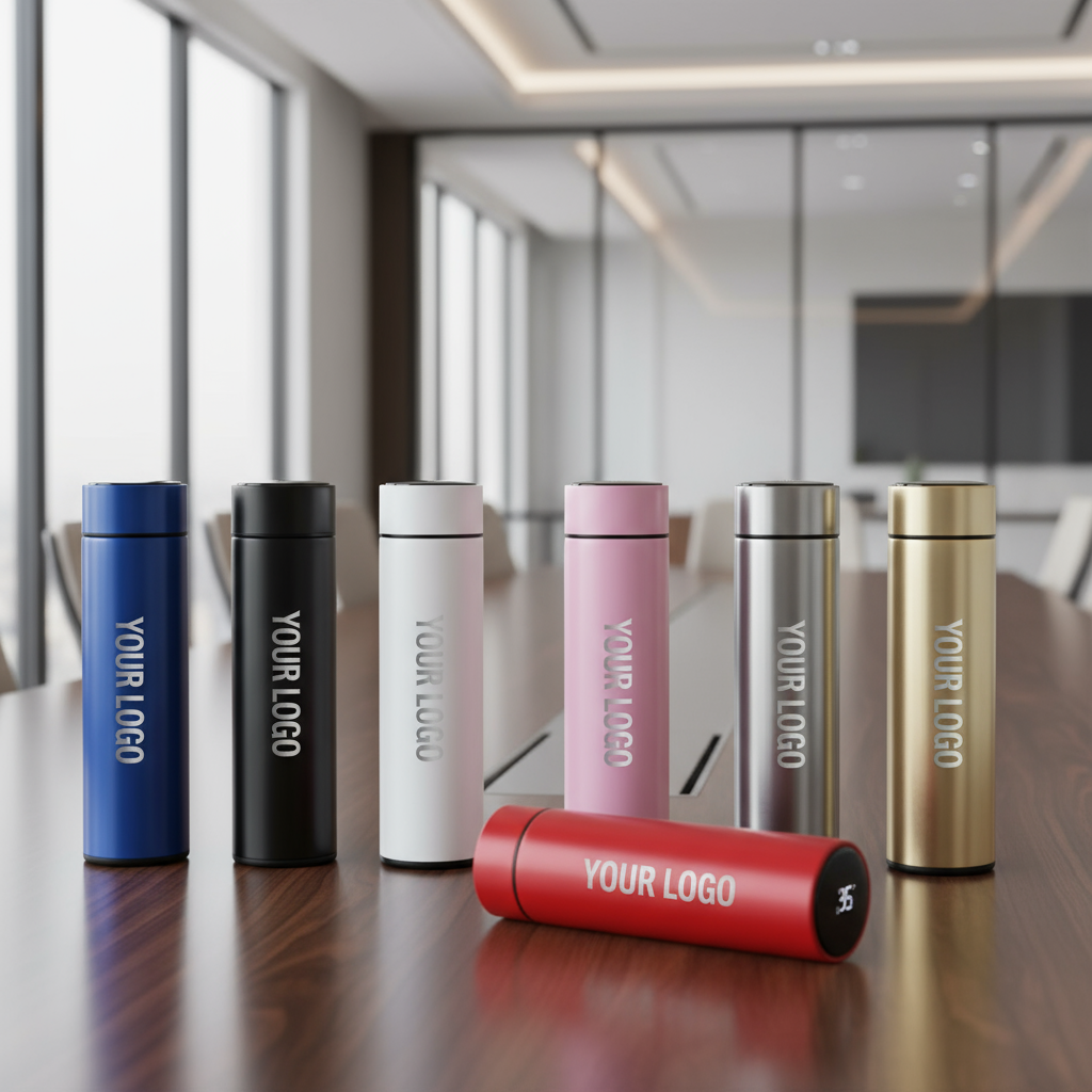 تصميم مجموعة الزجاجات في بيئة مكتبية