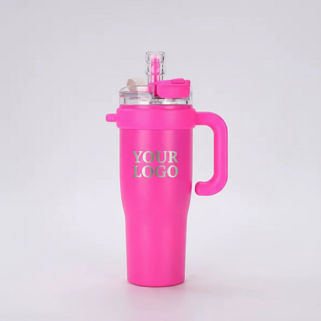 الكوب الوردي - جودة عالية مع نقش ليزر