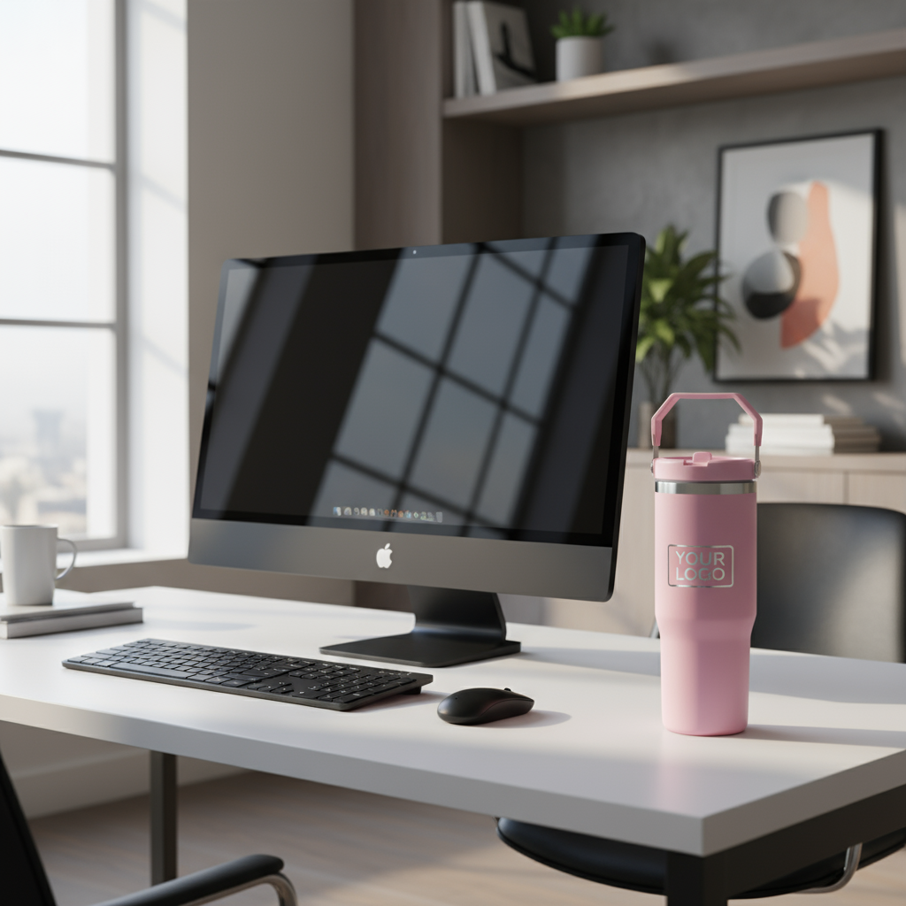 Luxury Office with Pink Tumbler