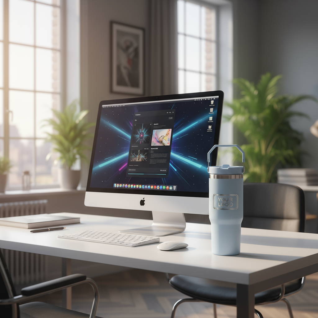 Office Setup - Light Blue Tumbler