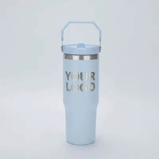 كوب أزرق فاتح مع YOUR LOGO