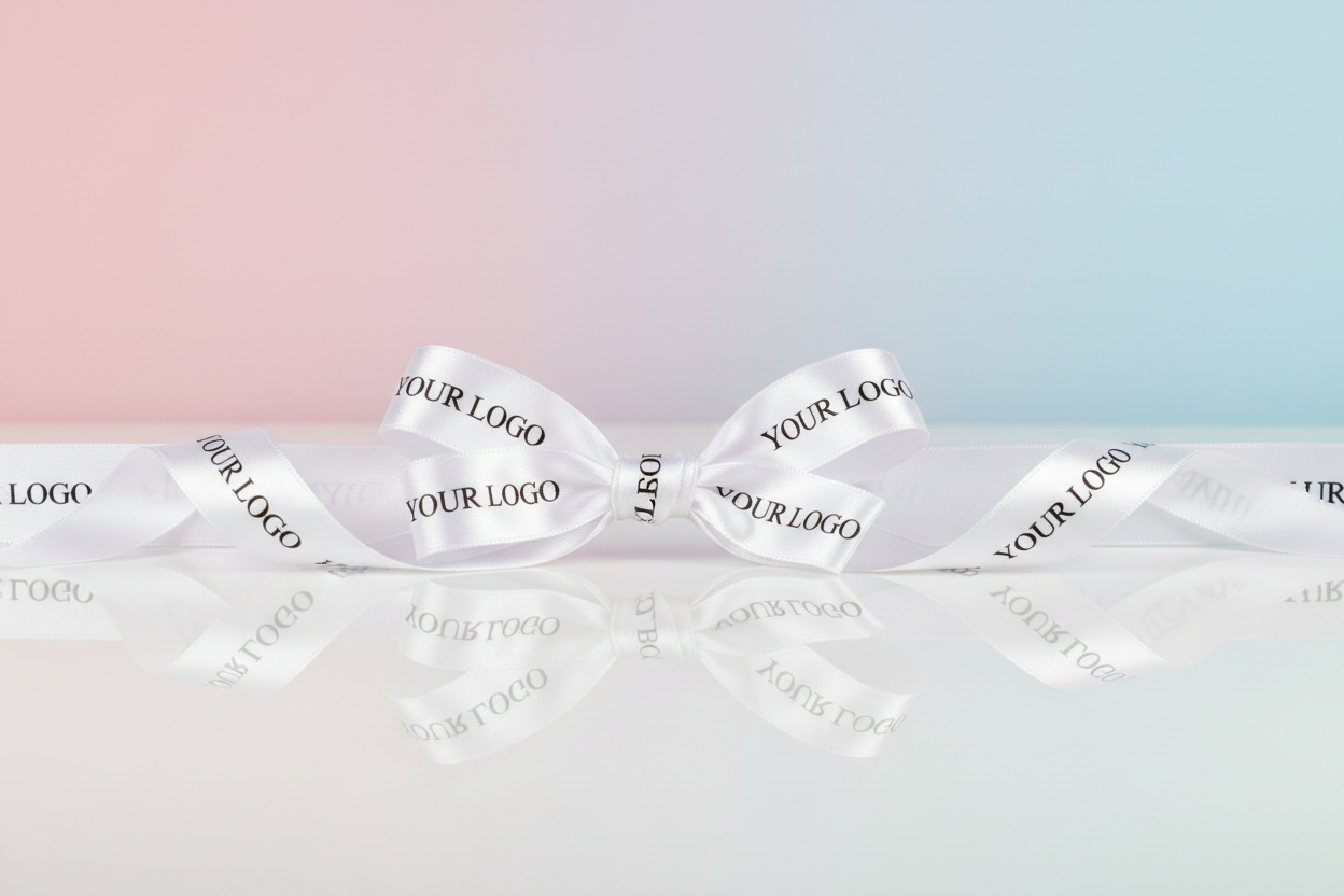 شريطة بيضاء مع كتابة سوداء YOUR LOGO
